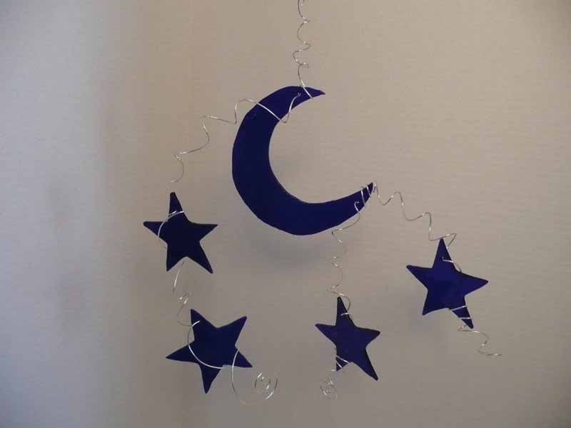 Crescent Moon with Stars Mobile